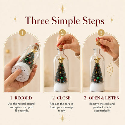 🎄 50% OFF – Recordable Christmas Tree Message in a Bottle | 15-Second Voice Keepsake