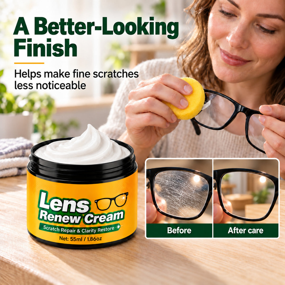 Advanced Lens Scratch Repair & Polishing Kit – Effectively Reduces Visible Scratches on Glasses, Goggles, Face Shields & Helmet Visors