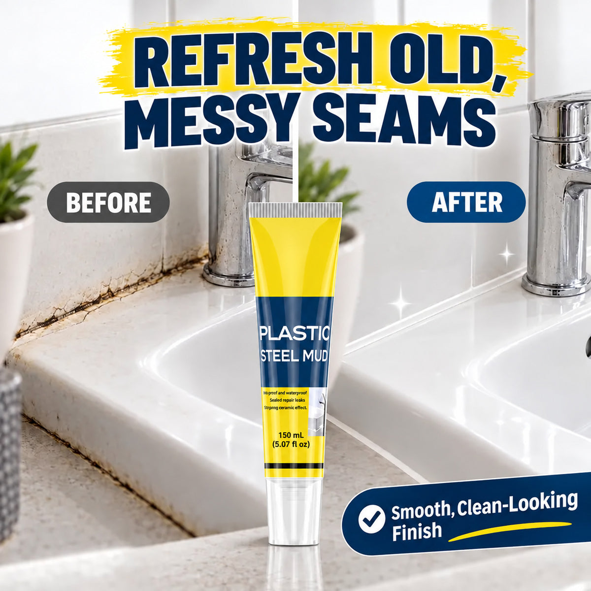 Waterproof Gap Sealant & Repair Paste – 150 mL (5.07 fl oz) | FREE Multi-Use Caulk Scraper Included