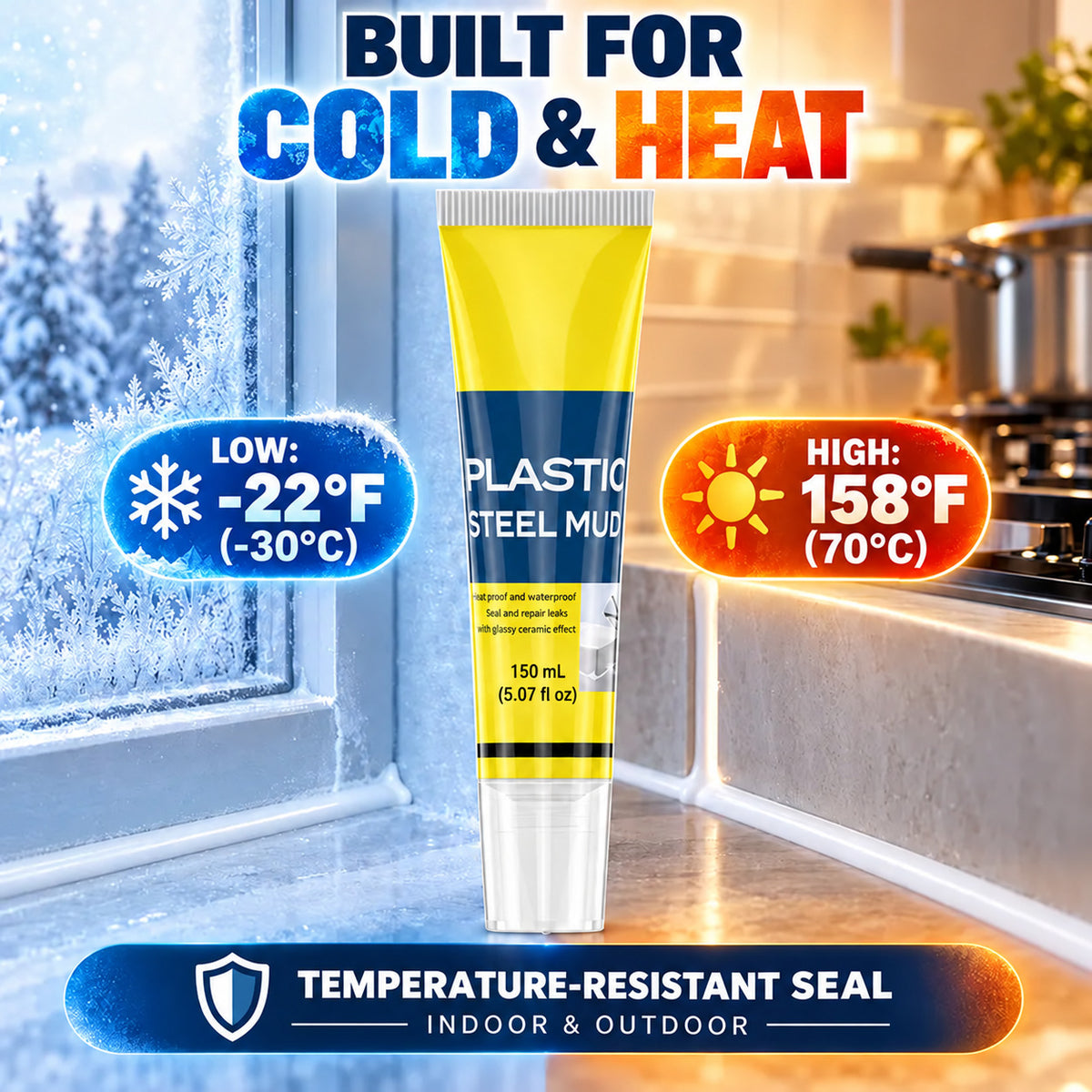Waterproof Gap Sealant & Repair Paste – 150 mL (5.07 fl oz) | FREE Multi-Use Caulk Scraper Included