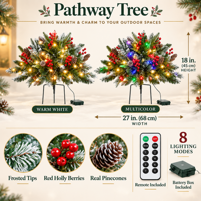 Pre-Lit Frosted Outdoor Christmas Trees with Remote & 8 Lighting Modes