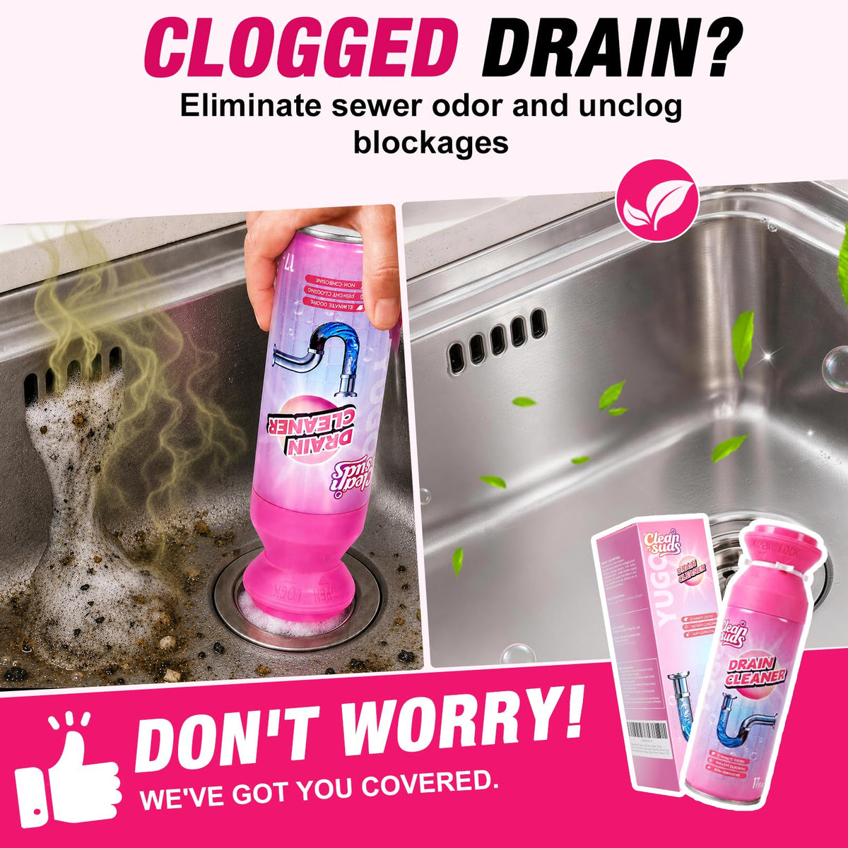 Heavy-Duty Foaming Drain Clog Remover & Deodorizer