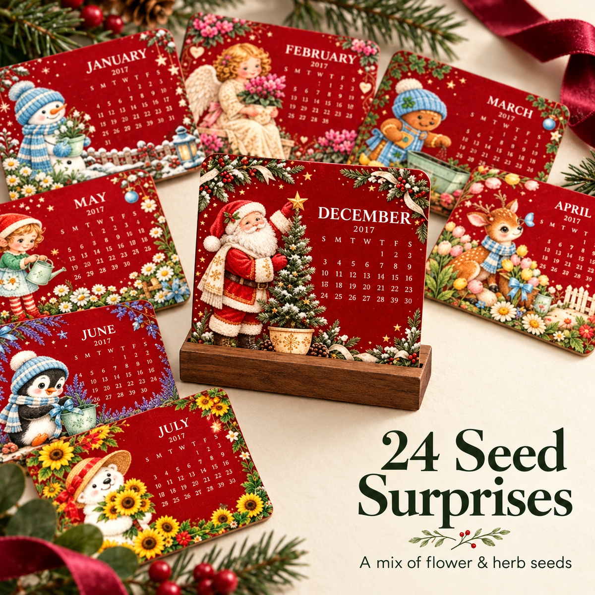 🌱 Christmas Seed Advent Calendar – 24 Flower & Herb Seed Surprises for Garden Lovers
