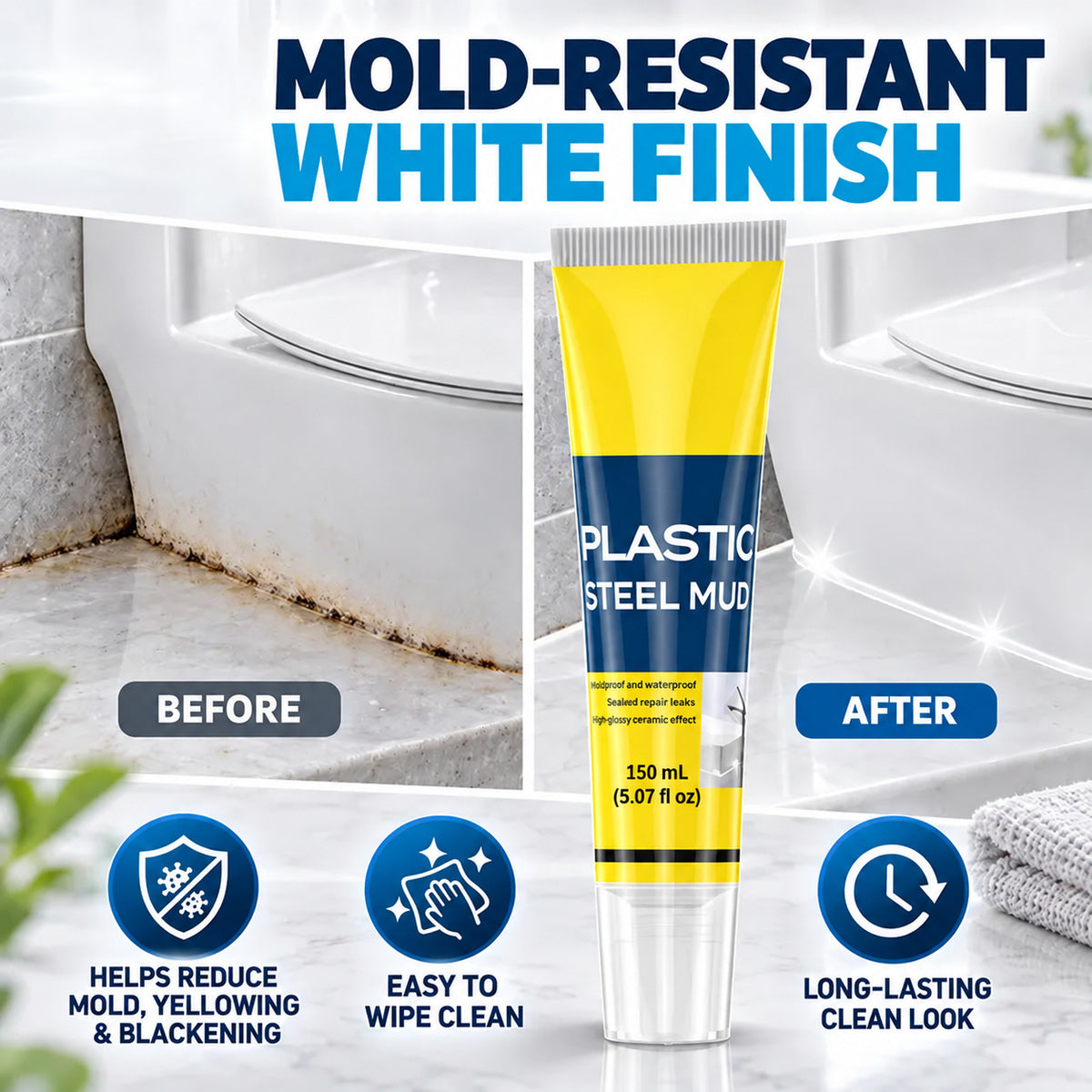 Waterproof Gap Sealant & Repair Paste – 150 mL (5.07 fl oz) | FREE Multi-Use Caulk Scraper Included
