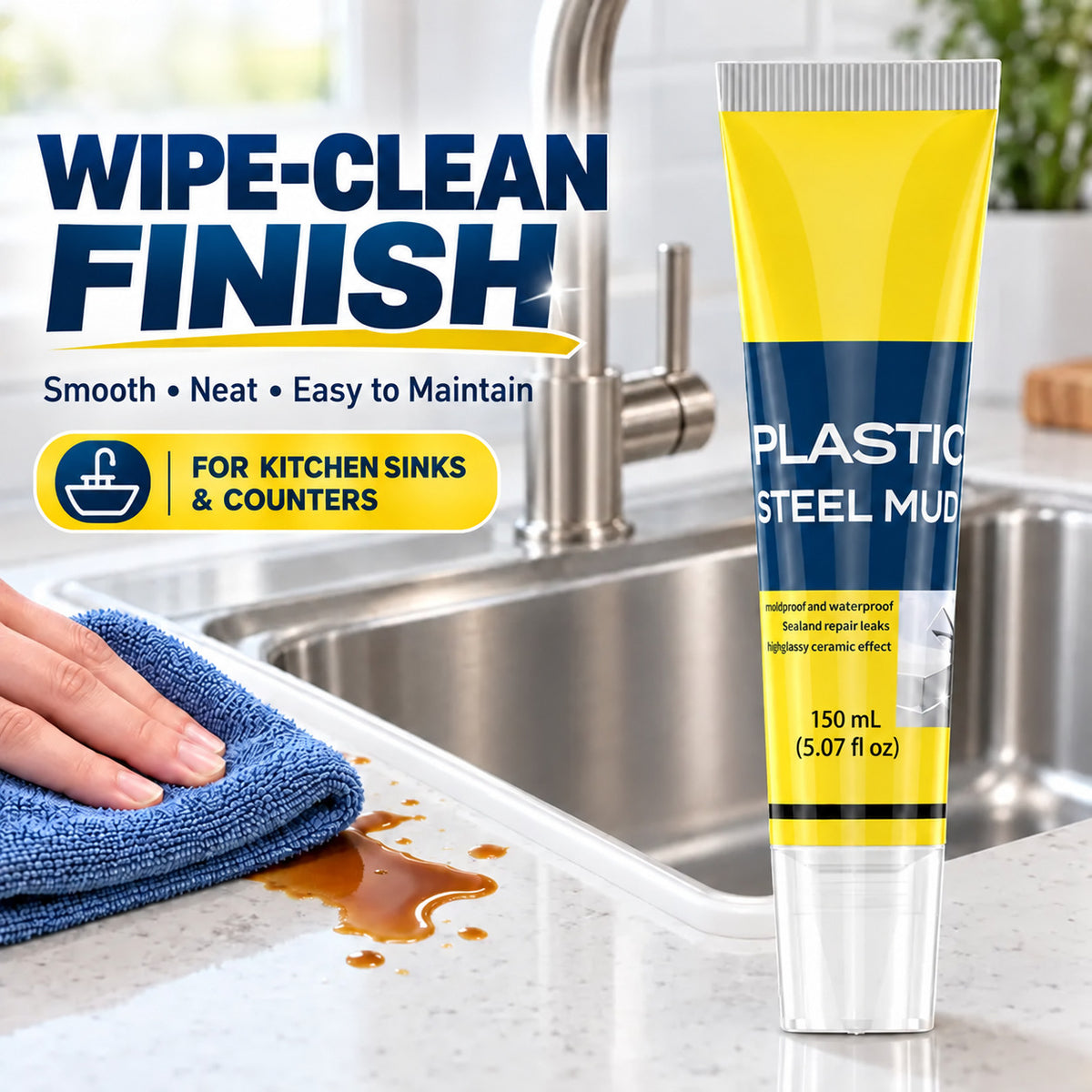 Waterproof Gap Sealant & Repair Paste – 150 mL (5.07 fl oz) | FREE Multi-Use Caulk Scraper Included