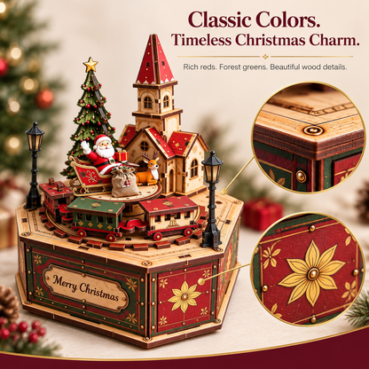🎄 DIY Christmas Village Wooden Music Box – 3D Puzzle Kit