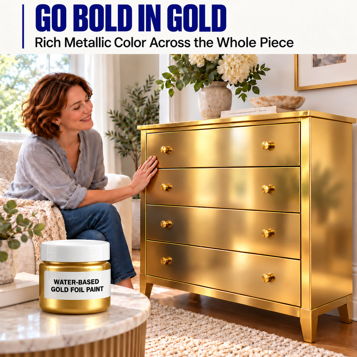 Black Friday Special💥Water-Based Metallic Paint – Mirror-Like High-Gloss Gold & Silver Finish