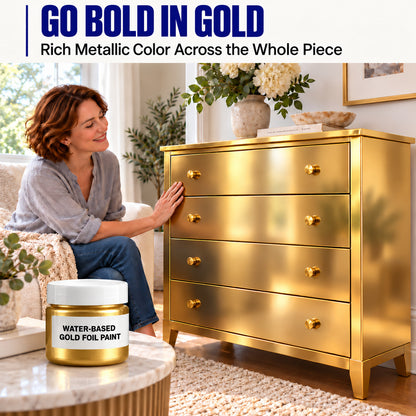 Black Friday Special💥Water-Based Metallic Paint – Mirror-Like High-Gloss Gold & Silver Finish