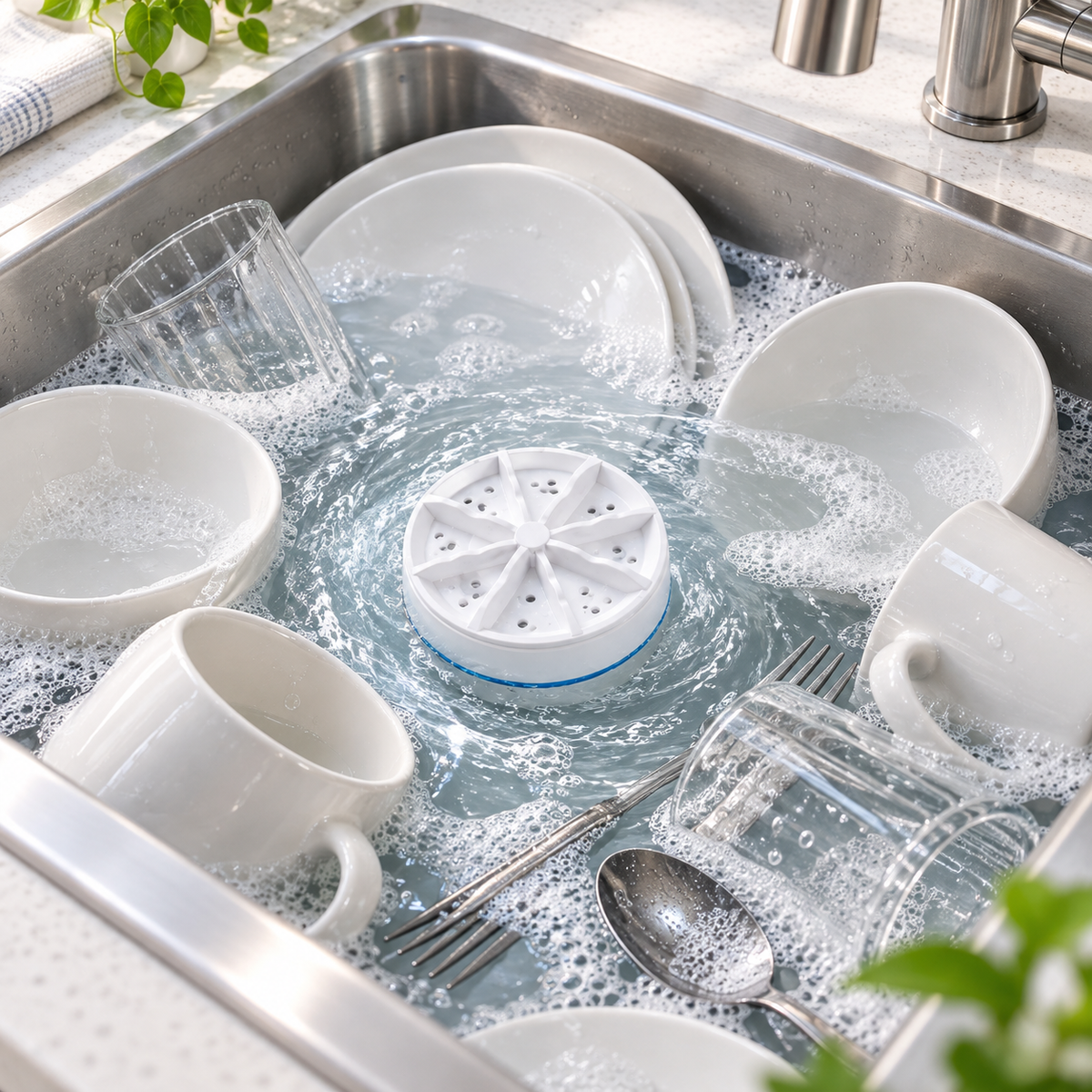 Washing Partner™ Smart Automatic Dishwashing Device – Hands-Free Kitchen Cleaning