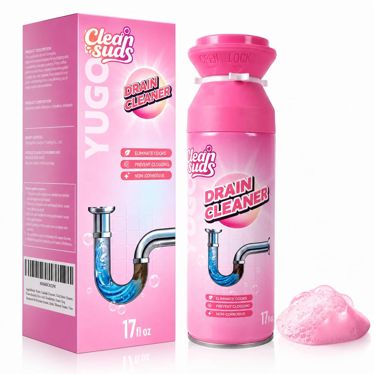 Heavy-Duty Foaming Drain Clog Remover & Deodorizer