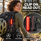🚨 LED Bicycle Rear Light with Brake Flash | Laser Safety Zone, 22h Long Battery Life (Dual mounting brackets included)