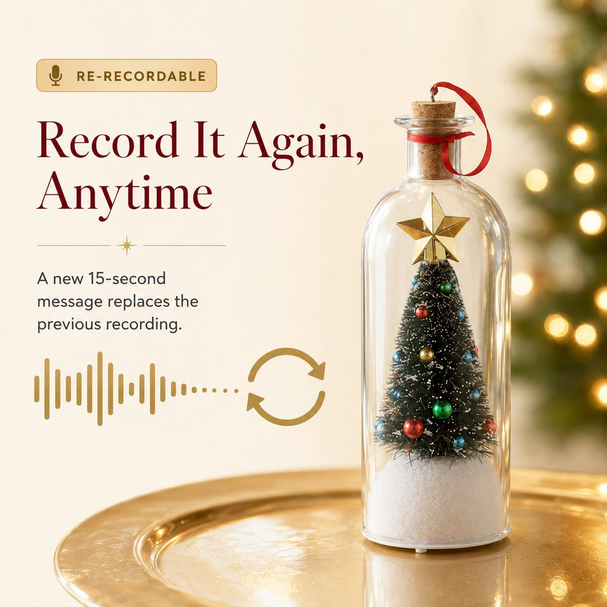 🎄 50% OFF – Recordable Christmas Tree Message in a Bottle | 15-Second Voice Keepsake