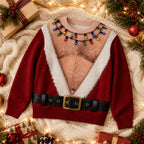 🎅 Steal the Spotlight! Funny Santa Printed Christmas Long Sleeve Shirt
