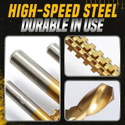 🔥Hot Sale 50% OFF⚙️ High-Speed Steel Drill Bit Set 🧰 Titanium-Coated & Multi-Material Ready