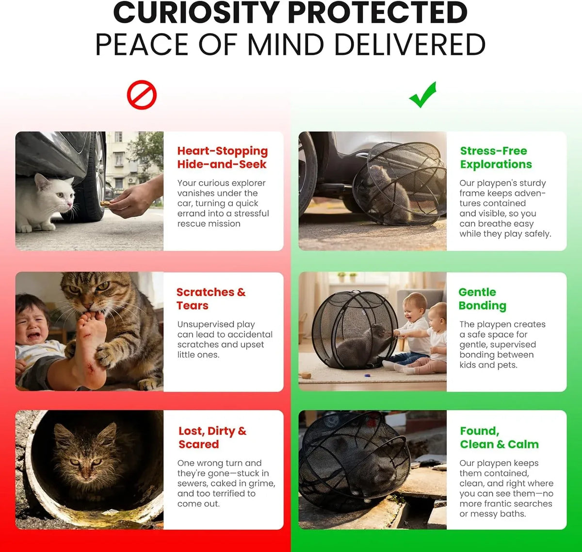 🐈New Portable 360° Cat Playpen – Their Safe Little Space Anywhere