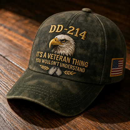 100% Handmade DD-214 Veteran Honor Embroidered Cap(𝐂𝐡𝐚𝐝 𝐒𝐦𝐢𝐭𝐡 𝐇𝐚𝐧𝐝𝐦𝐚𝐝𝐞®)
