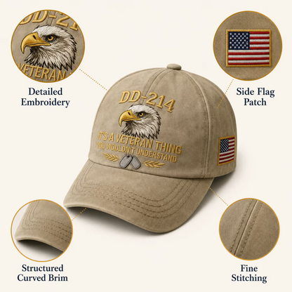 100% Handmade DD-214 Veteran Honor Embroidered Cap(𝐂𝐡𝐚𝐝 𝐒𝐦𝐢𝐭𝐡 𝐇𝐚𝐧𝐝𝐦𝐚𝐝𝐞®)