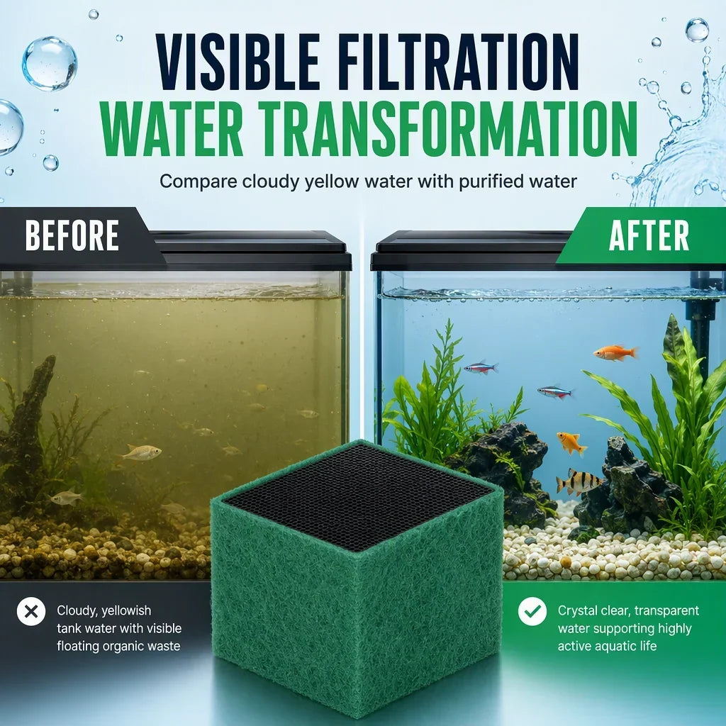 🥳2026 Hot Sale🐠💧 49% Off! Activated Carbon Filter Cube – Honeycomb Filtration Clears Cloudy Water, Removes Odors. Anti-crumble Block For Crystal-clear Aquarium! 🛡️✅