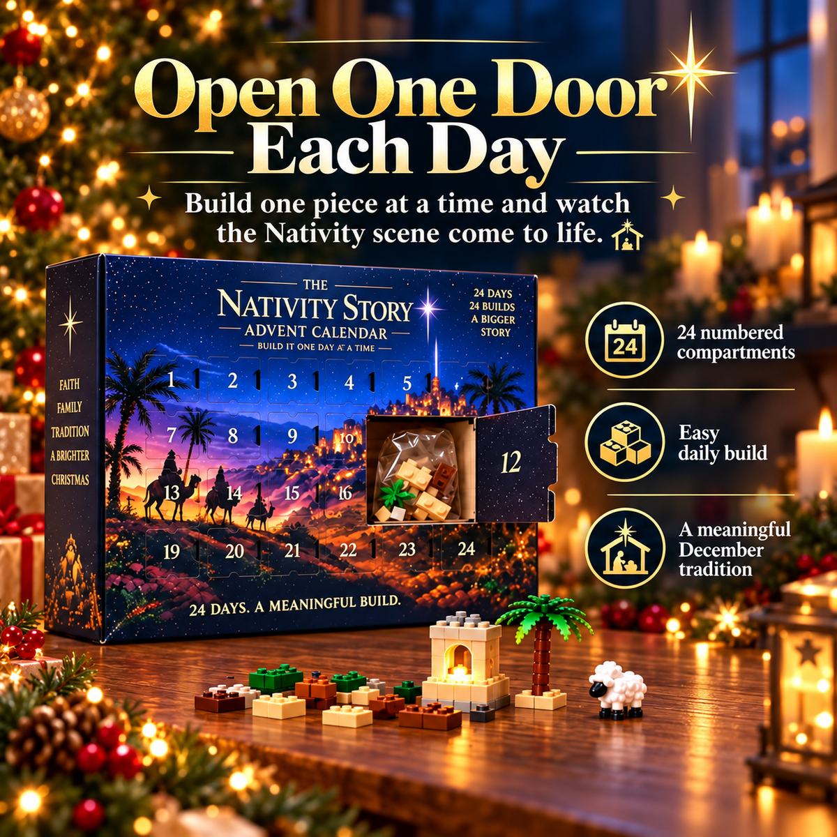 🔥Nativity Advent Calendar – 24-day Buildable Christmas Nativity Set