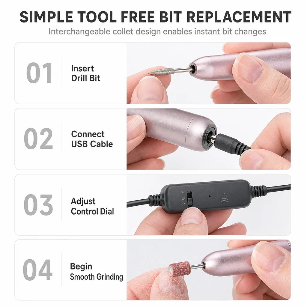 Portable USB Electric Nail Drill Pen for Manicure