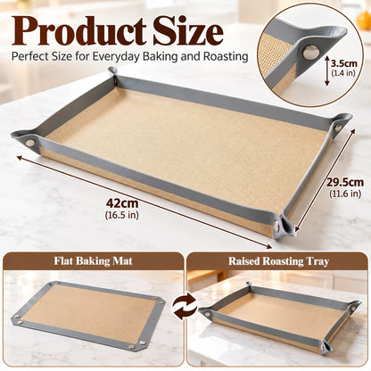 Snap-Lock Silicone Baking Mat -2in-1 Nonstick Oven Liner & RaisedEdge Roasting Mat