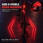 🚨 LED Bicycle Rear Light with Brake Flash | Laser Safety Zone, 22h Long Battery Life (Dual mounting brackets included)