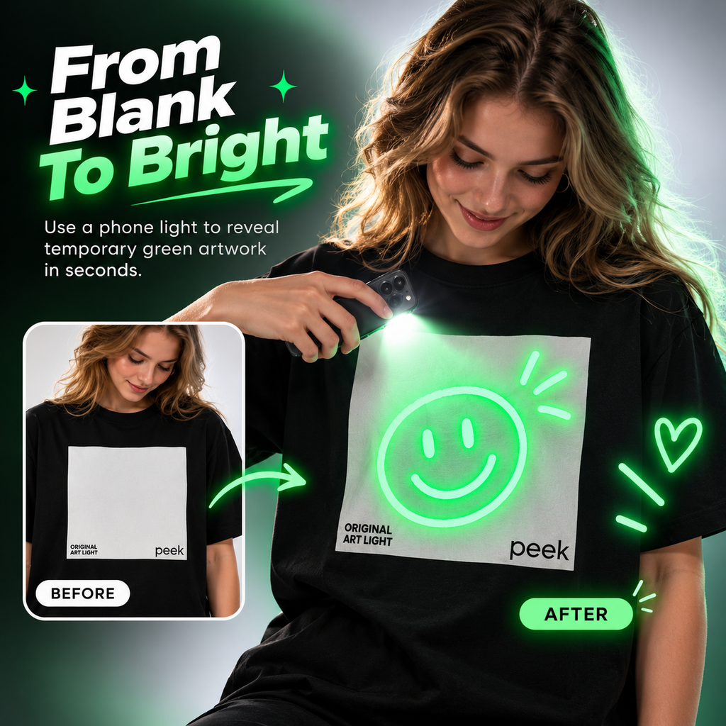 ✨ Glow Art Light-Reactive T-Shirt – Create Your Own Glowing Designs