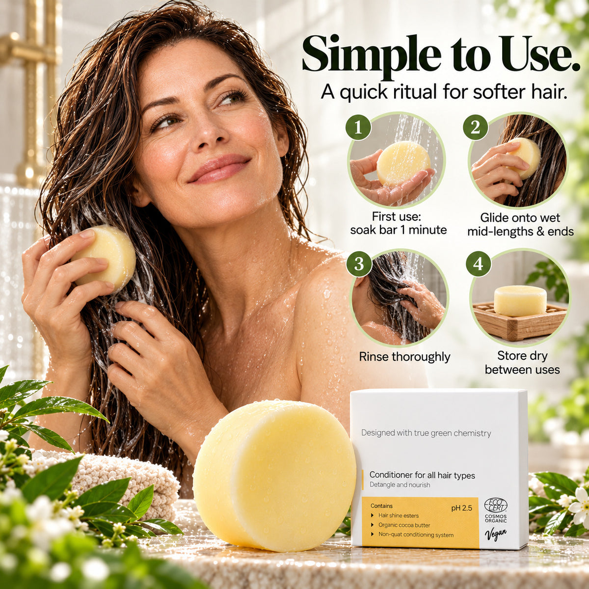 Low pH Conditioner Bar – Silky, Smooth Hair Without the Weight