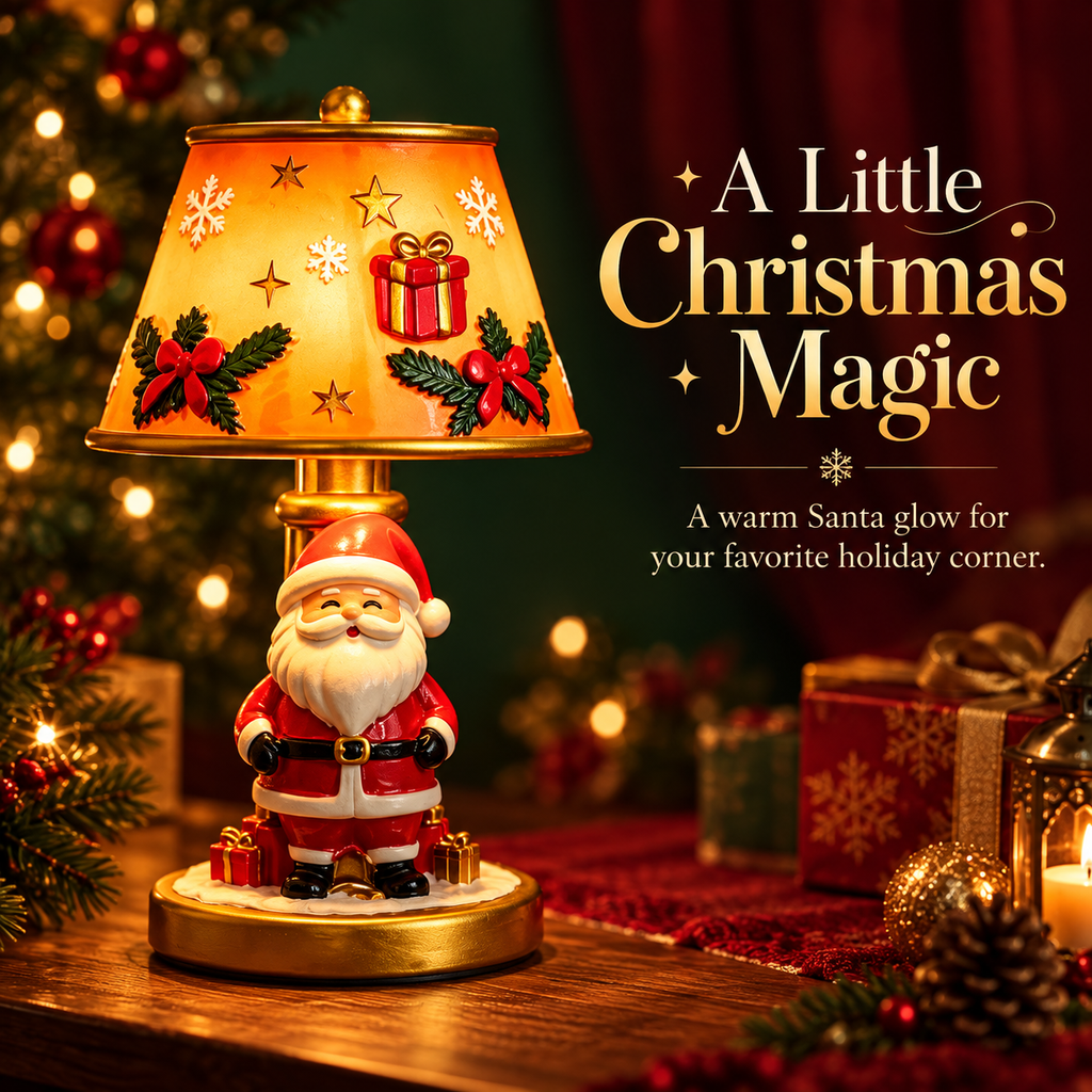 🎄 Santa Claus Christmas Table Lamp – Warm Glow Holiday Decoration