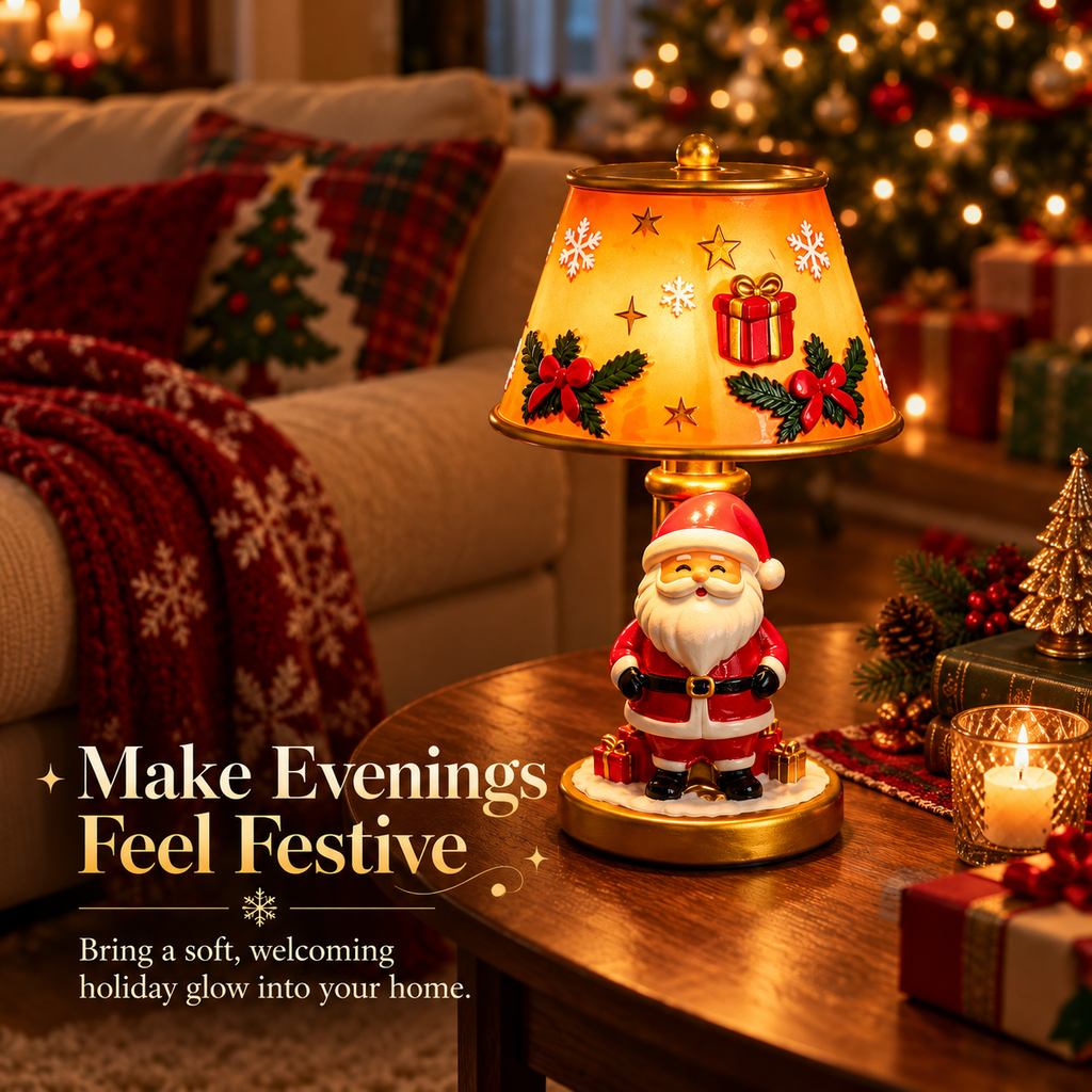 🎄 Santa Claus Christmas Table Lamp – Warm Glow Holiday Decoration