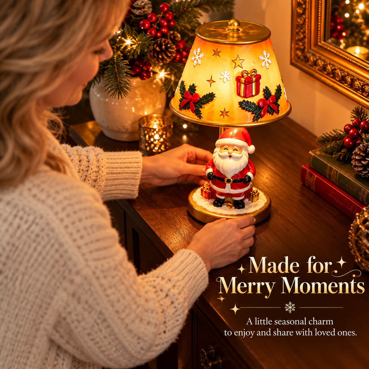 🎄 Santa Claus Christmas Table Lamp – Warm Glow Holiday Decoration