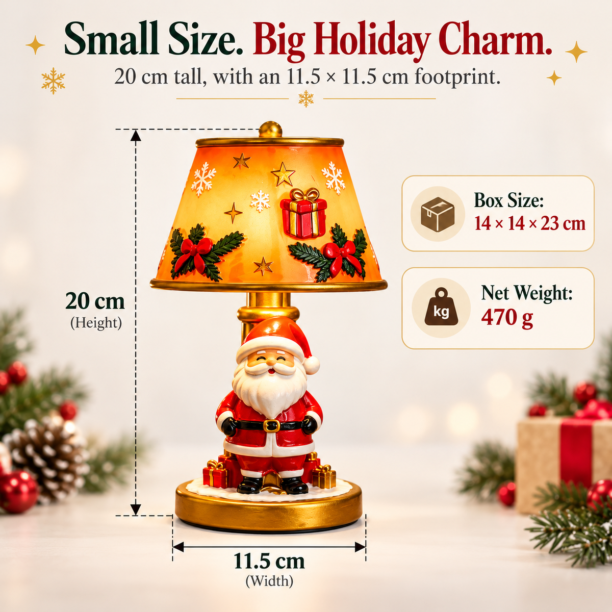 🎄 Santa Claus Christmas Table Lamp – Warm Glow Holiday Decoration