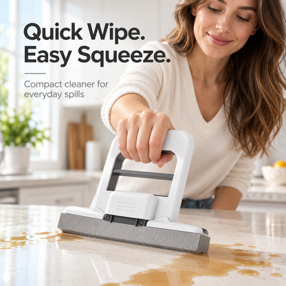 Compact Mini Mop with Built-In Squeeze, Handheld Sponge Cleaner for Countertops, Tables & Sinks