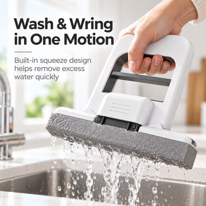 Compact Mini Mop with Built-In Squeeze, Handheld Sponge Cleaner for Countertops, Tables & Sinks
