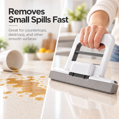 Compact Mini Mop with Built-In Squeeze, Handheld Sponge Cleaner for Countertops, Tables & Sinks