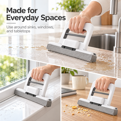Compact Mini Mop with Built-In Squeeze, Handheld Sponge Cleaner for Countertops, Tables & Sinks