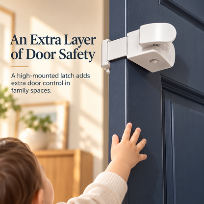 Child Safety Door Lock – Tool-Free Hanging Door Latch with ABS Housing & Stainless Steel Bracket