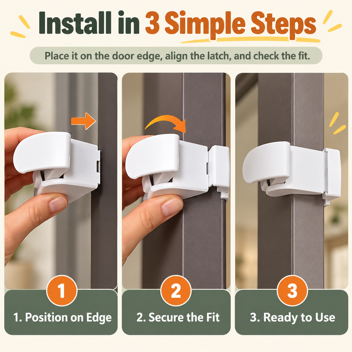 Child Safety Door Lock – Tool-Free Hanging Door Latch with ABS Housing & Stainless Steel Bracket