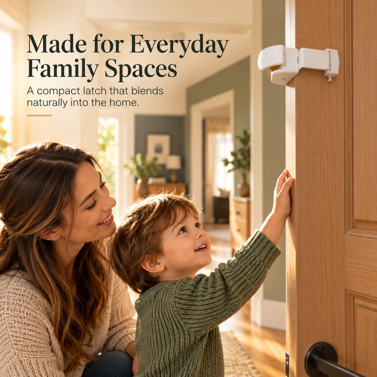 Child Safety Door Lock – Tool-Free Hanging Door Latch with ABS Housing & Stainless Steel Bracket