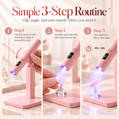 Portable LED Nail Lamp with Digital Timer, Detachable Magnetic Stand & Adjustable Holder