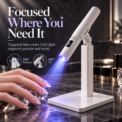 Portable LED Nail Lamp with Digital Timer, Detachable Magnetic Stand & Adjustable Holder