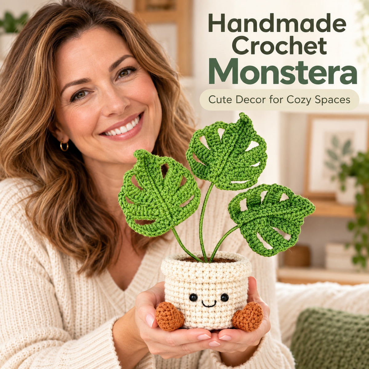 Handmade Crochet Monstera Plant – Cute Potted Plant Decor