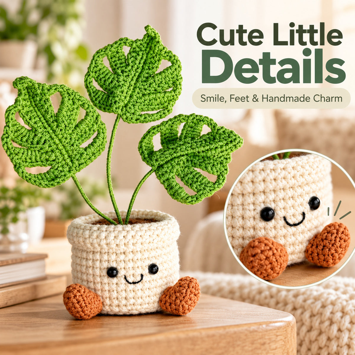 Handmade Crochet Monstera Plant – Cute Potted Plant Decor