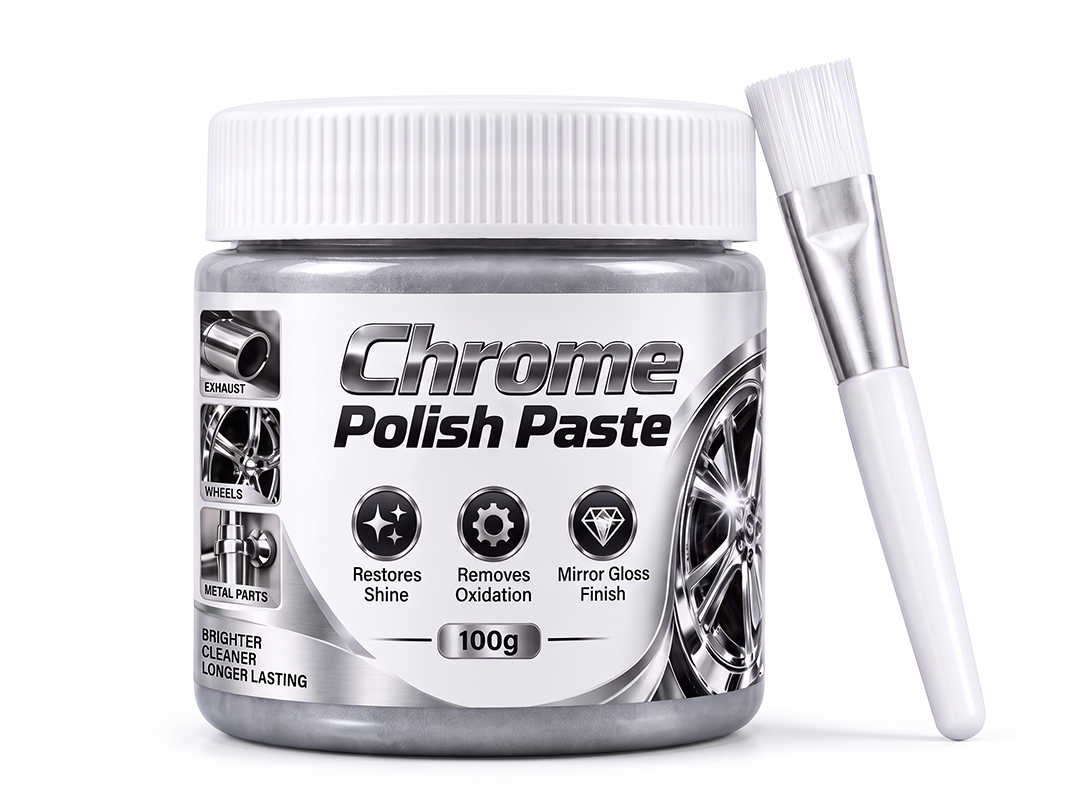 Metal Chrome Polish & Restorer Paste with Brush