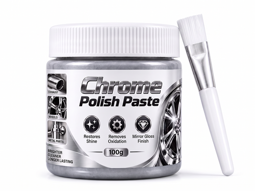 Metal Chrome Polish & Restorer Paste with Brush