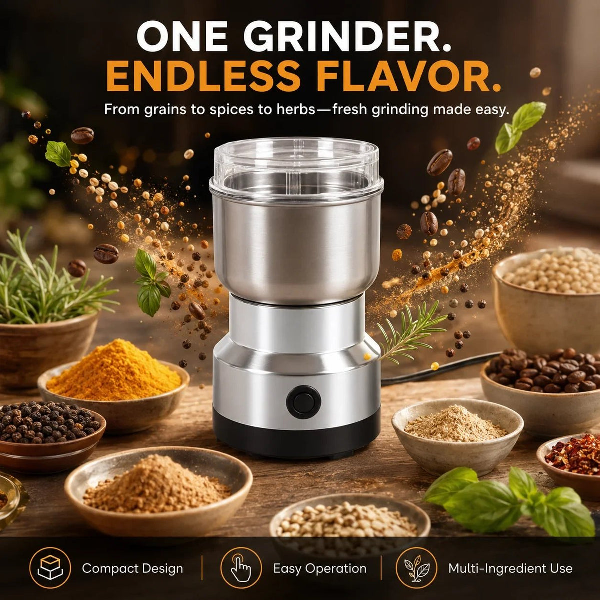 High-Speed Stainless Steel Grain Grinder