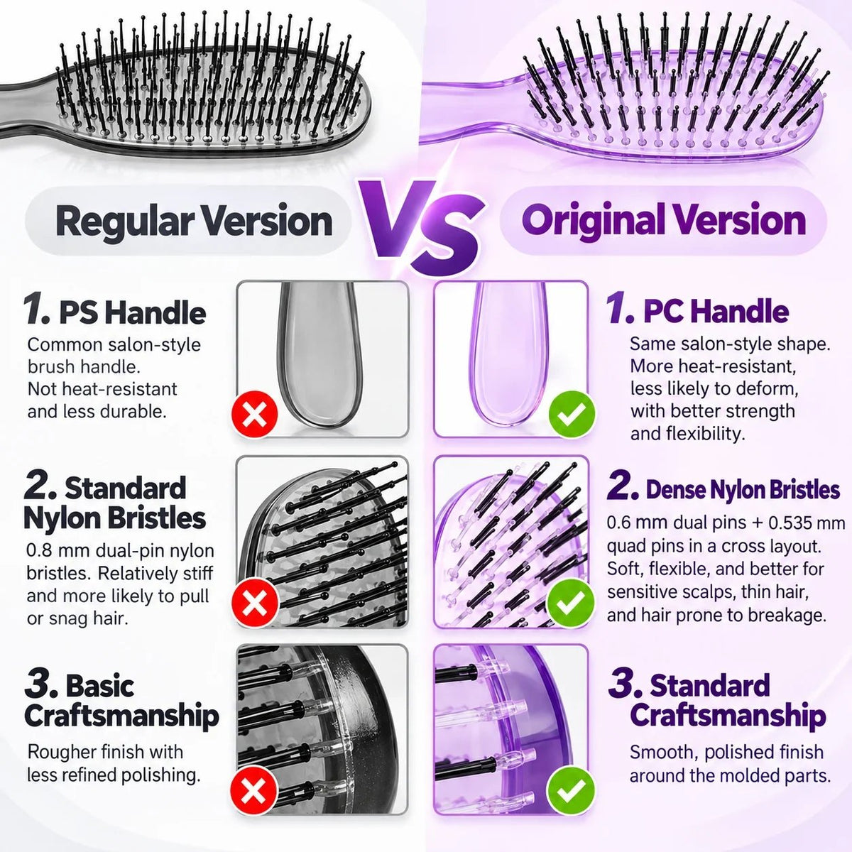 Instantly Detangle Knots! Gentle, Portable Scalp-Massaging Hairbrush
