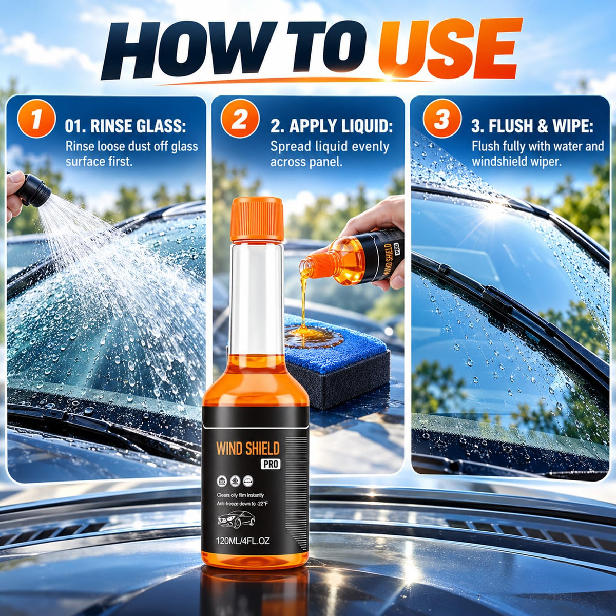 Wind Shield Pro Washer Fluid Powerful Windshield Oil Film Remover