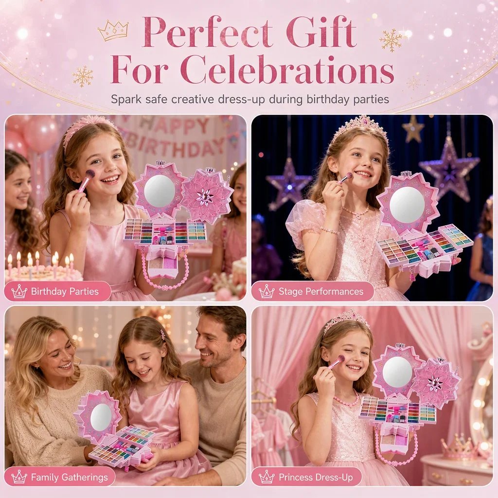 🎉49% OFF !! ⏰ Washable Princess Makeup Set – Non‑irritating, trays & portable case 🎀