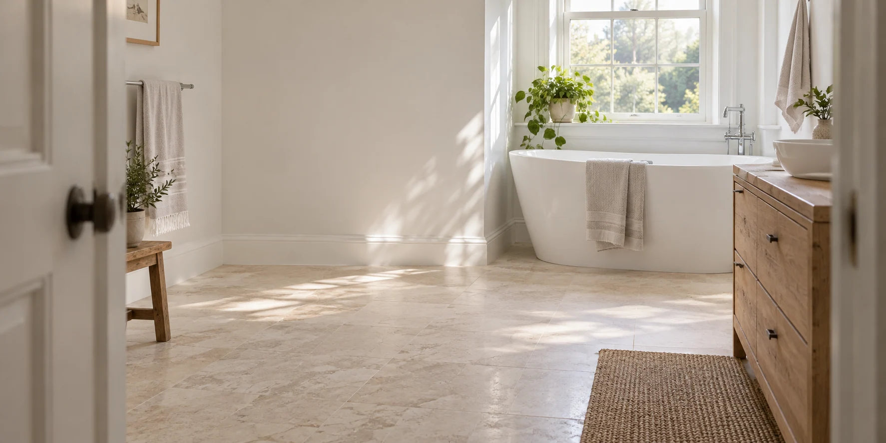 Illustrative peaceful bright household bathroom after everyday care